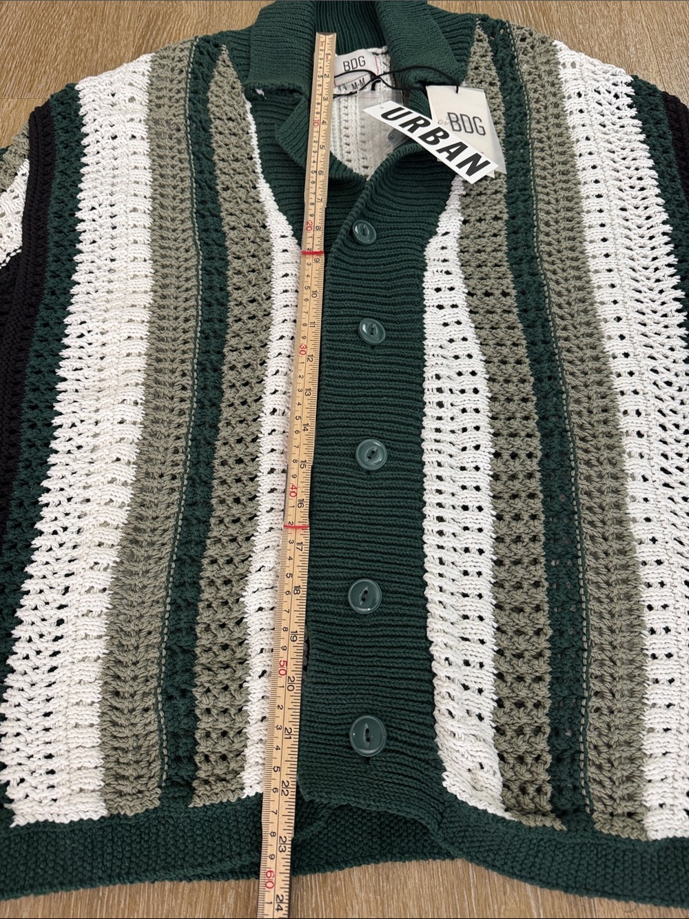 Urban Outfitters BDG Open Knit Crochet Button Up Shirt Coastal Grandpa Core M - Picture 5 of 8